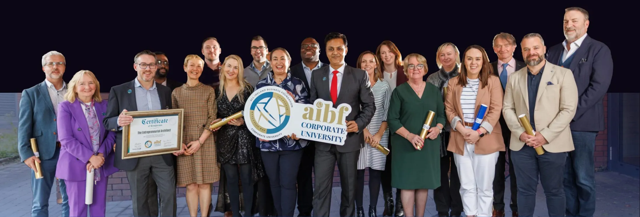 CEO Circle members with Shay Lynch at an AIBF Corporate University certificate event